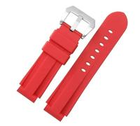 CAWEUER Silicone Watchband 24 * 16mm Colorful Wristband Replacement Rubber Strap Compatible With T2N739 T2N721 720(Red)