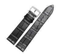CAWEUER Ultrathin Leather Strap 12 14 15 16 18 20 21 22 23 24mm Blue Brown Red Watchband Compatible With TISSOT Compatible With DW Watch(Black silver A,19mm)