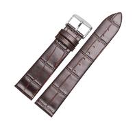 CAWEUER Ultrathin Leather Strap 12 14 15 16 18 20 21 22 23 24mm Blue Brown Red Watchband Compatible With TISSOT Compatible With DW Watch(Brown silver A,17mm)