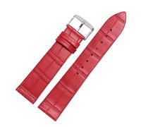CAWEUER Ultrathin Leather Strap 12 14 15 16 18 20 21 22 23 24mm Blue Brown Red Watchband Compatible With TISSOT Compatible With DW Watch(Red silver A,14mm)