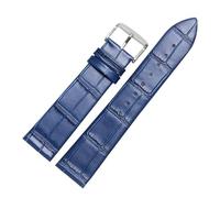 CAWEUER Ultrathin Leather Strap 12 14 15 16 18 20 21 22 23 24mm Blue Brown Red Watchband Compatible With TISSOT Compatible With DW Watch(Blue silver A,19mm)