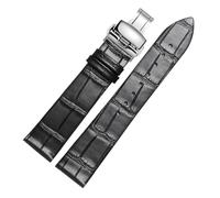 CAWEUER Ultrathin Leather Strap 12 14 15 16 18 20 21 22 23 24mm Blue Brown Red Watchband Compatible With TISSOT Compatible With DW Watch(Black silver B,13mm)