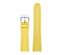 CAWEUER Universal Fluoro Rubber Strap Compatible With Breitling Super Ocean Avenger Replace Men Sport Waterproof Watch Band Bracelet 20mm 22mm(Yellow-silver,20mm)