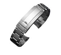 CAWEUER Watch Bracelet Compatible With Rolex Explorer Ditongna Diver The Green Black Compatible With Water Ghost King Accessory 20mm 904L Solid Steel Chain(Middle Bright silver,20mm)