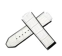 CAWEUER Watch Strap Compatible With 25mm*19mm Soft Watchband Compatible With Big Bang Series Wrist Bracelet Leather+silicone(White)