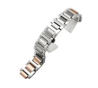 CAWEUER Watchband Compatible With Cartier Ballon Bleu De Series Solid Stainless Steel Strap With Convex Interface Bracelet Watch Accessories(Steel-Rose,12x20mm)