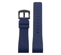 CAWEUER Waterproof Silicone Watch Strap With Substitute Santos 100 Series Special Interface Rubber 20/23mm(Blue black B,23mm)