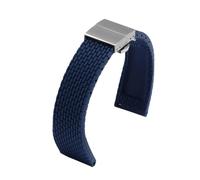 CAWEUER Waterproof Silicone Watchband Black White Red Orange Blue Wristband Replacement Strap For Men And Women Quick Release(Blue silver,22mm)