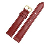 CAWEUER White Leather Strap For Women's Substitute Compatible With Armani DW Tiedashi Disney Pink Watch Chain 14 16 18mm(Red gold buckle,19mm)