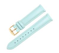 CAWEUER White Leather Strap For Women's Substitute Compatible With Armani DW Tiedashi Disney Pink Watch Chain 14 16 18mm(Sky blue gold buckle,20mm)