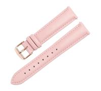 CAWEUER White Leather Strap For Women's Substitute Compatible With Armani DW Tiedashi Disney Pink Watch Chain 14 16 18mm(Pink Rose button,16mm)