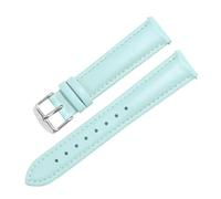 CAWEUER White Leather Strap For Women's Substitute Compatible With Armani DW Tiedashi Disney Pink Watch Chain 14 16 18mm(Sky bluesilverbuckle,19mm)