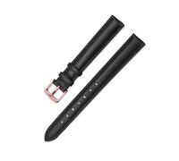CAWEUER Women's Leather Watch Strap Compatible With Casio Retro Small Square Watch LTP-1391 1094q Student's Watch Band Watchband(Black-Rose-K1,14mm)