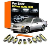 CAWEZCFY 11Pcs LED Interior Map Reading Trunk Plate Light Kit, For Mercedes Benz C Class W202 S202 C200 C230 C250 1993-2000 Car Bulb