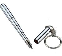 Cawhui 1Pc Silver Retractable Mini Pen Made of Stainless Steel Retractable Pocket Pen Keychain Dad Gadgets, Gift for Birthday Christmas Office and School Supplies