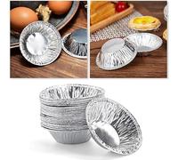 Cawhui 50 Pcs Mini Pie Tins, Small Pie Pan, Silver Round Tart Pie Foil Pan Disposable Pans Aluminum Foil Tart Pans, Aluminum for Baking Pot Pies