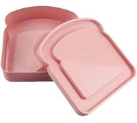 Cawhui Pink Sandwich Containers, Toast Shape Sandwich Box Food Storage Case Plastic Sandwich Keeper Bread Container for Family or Adults(5.12 * 4.84 * 1.46in)