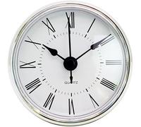 Cawhui White Face Silver Tone Bezel 2.8Inch/70mm Clock Insert Round Movement Clock Roman Numeral Fit 63mm Diameter Hole Clocks Movements