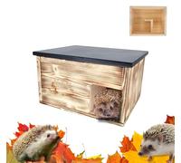 CAWI Hedgehog House with Weatherproof Roof, Labyrinth Entrance, Wooden Feeder, Perfect All Year Round for Hibernation & Nesting
