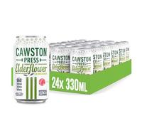 Cawston Press Elderflower Lemonade Fizzy Drink Blended with Sparkling Water and Pressed Apple Juice (330ml x 24 cans) | Gluten Free - Vegan - No Added Sugar