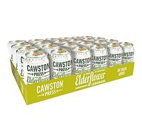 Cawston Press Elderflower Lemonade Fizzy Drink Blended with Sparkling Water and Pressed Apple Juice (330ml x 24 cans) | Gluten Free - Vegan - No Added Sugar