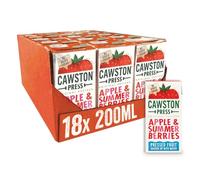 Cawston Press Fruit Water Kids Drink | Pressed Summer Berries Flavoured Water | 200ml x 18 Pack Berries & Apple Juice Cartons | School Approved - No Added Sugar - Vegan | Ideal for Kids Lunchbox