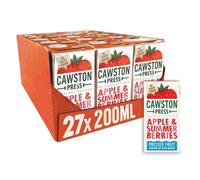 Cawston Press Fruit Water Kids Drink | Pressed Summer Berries Flavoured Water | 200ml x 27 Pack Berries & Apple Juice Cartons | School Approved - No Added Sugar - Vegan | Ideal for Kids Lunchbox