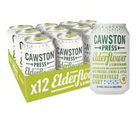 Cawston Press Sparkling Elderflower Lemonade Blended with Sparkling Water and Pressed Apple (330ml x 12 cans) | Gluten Free - Vegan - No Added Sugar