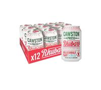 Cawston Press Sparkling Rhubarb Fizzy Drink Blended With Sparkling Water and Pressed Apple Juice (330ml x 12 cans) | Gluten Free - Vegan - No Added