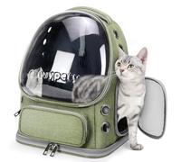 Cawypety Expandable Cat Backpack,Cat Bubble Backpack Carrier for Carrying Cats, Pets and Small Dogs,Airline-Approved,Designed for Travel, Hiking, Walking,Car (Green.)