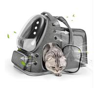 Cawypety Expandable Cat Backpack,Cat Bubble Backpack Carrier for Carrying Cats, Pets and Small Dogs,Airline-Approved,Designed for Travel, Hiking, Walking,Car (Square Expandable- Grey)
