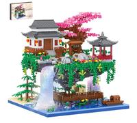 CAXIMSY Cherry Blossom Bonsai Tree House Architecture Building Block Sets Japanese Peach Blossom Pool Micro Mini Treehouse Building Model Toy Gift for Kids Adults 3880 pieces