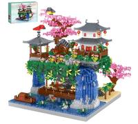 CAXIMSY Cherry Blossom Bonsai Tree House Architecture Building Block Sets Japanese Peach Blossom Pool Micro Mini Treehouse Building Model Toy Gift for Kids Adults 3800+ pieces