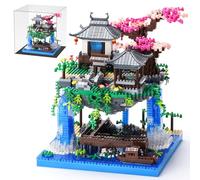 CAXIMSY Cherry Blossom Bonsai Tree House Architecture Building Block Sets With Display Box Chinese Peach Blossom Pool Micro Mini Treehouse Building Model Toy Gift for Adults 3000 pieces