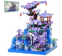 CAXIMSY Cherry Blossom Tree House Micro Building Blocks Set Age 6+,Peach Blossom Pond Flowers Bricks Architecture Kit with LED Light Gifts for Adults and Kids(2500+Pieces)