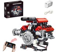 CAXIMSY V8 Engine Building Blocks Sets for Adults Engine Model Kit That Works App Controlled Mini Toys for Kids Boys and Girls(665+PCS)
