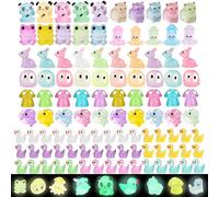 Caxmtu Easter Basket Stuffers Gifts 120Pcs Luminous Mini Resin Animals Tiny Ducks Glow in The Dark Miniature Figures for Dollhouse Micro Garden Landscape Aquarium Decor