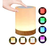 Caxmtu LED Night Light Touch Lamp Bedside Table Lamp for Kids Bedroom Rechargeable Dimmable Warm White Light + RGB Color Changing
