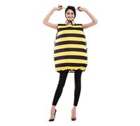 Caxndycing Bee Costume Halloween Bee Costume for Adults Unisex 3-Piece Bumble Bee Fancy Dress Costumes with Wings and Headband for Carnival Dress Up Party Cosplay, a, S