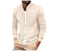 Caxndycing Bomber Jacket Men's Button Down Waffle Sweat Jacket Casual Long Sleeve Shacket Jackets with Pocket Zip Cardigan Cotton Fleece Jacket Button Down Fine Knit Transition Jacket Thermal Winter