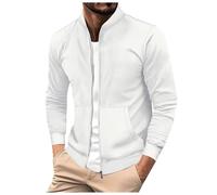 Caxndycing Bomber Jacket Men's Button Down Waffle Sweat Jacket Casual Long Sleeve Shacket Jackets with Pocket Zip Cardigan Cotton Fleece Jacket Button Down Fine Knit Transition Jacket Thermal Winter