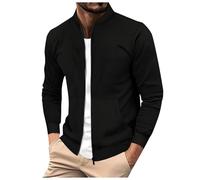 Caxndycing Bomber Jacket Men's Button Down Waffle Sweat Jacket Casual Long Sleeve Shacket Jackets with Pocket Zip Cardigan Cotton Fleece Jacket Button Down Fine Knit Transition Jacket Thermal Winter