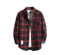 Caxndycing Checked Shirt Men's Long Sleeve Summer Shirt Cotton Lightweight Work Shirt Regular Fit Classic Lumberjack Shirt with Double Pocket Thin Sun Protection UV Casual Shirt Button Placket Tops,