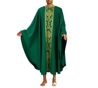 Caxndycing Clergy Priest Robe for Men Catholic Coats Celebrant Chasuble Church Father Round Neck Mass Vest Liturgical Robe Priest Robe Baptism Communion Wedding Worship Service, Green, One Size