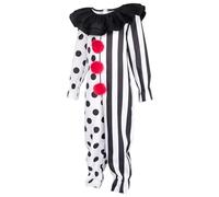 Caxndycing Clown Costume Circus Jumpsuit Halloween Carnival Horror Suit Set Terrifier Catsuit Night Killer Scary Faux Clown Jumpsuit for Cosplay Party Masquerade