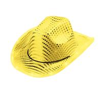 Caxndycing Cowboy Hat Women's Sequins in Silver with Integrated LED Lighting for Night Party Western Style Carnival Luminous Party Hat LED Accessories