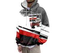 Caxndycing German Eagle Print Hoodie Sporty Sweatshirt with Hood Oversize Pullover Classic Hoodie Long Sleeve Germany Flag Jacket, black, 3XL