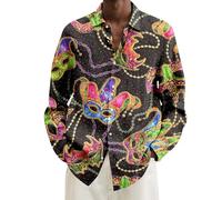 Caxndycing Glitter Shirt Men's Sequin Shirt Metallic Shiny Slim Fit Satin Long Sleeve Shirt Casual Business Shirts for Carnival Night Club Casual Shirt 70s Disco Party Fancy Dress Costumes, dark grey