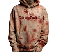 Caxndycing Halloween Costume Men's Problem Solved Hoodie Casual Plus Size Hoodie Blood Splash Pattern Sweatshirt with Hood Horror Bloody Printed Hoodie Y2K Hoodie, Red 4, L