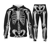 Caxndycing Halloween Costume Men's Skull Jogging Suit Set Men's Steampunk Gothic Skeleton Jogging Suit 3D Skull Tracksuit 2-Piece Sweat Shirt and Jogging Bottoms Y2K Streetwear, Black 11, 5XL
